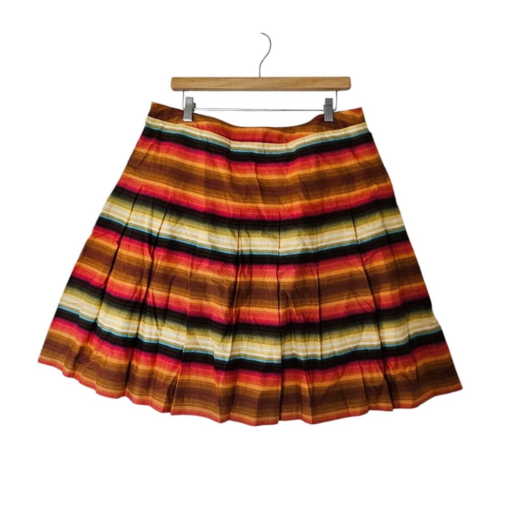 Talbots Pleated Full Skirt‎ Women Petite Size 16P Multicolor Stripe Cotton Lined - Picture 8 of 9